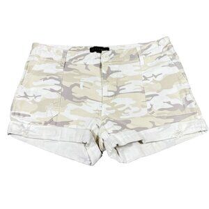 Sanctuary Women’s Beige Camo Print Shorts Size 29 Casual‎ Distressed Folded Hem
